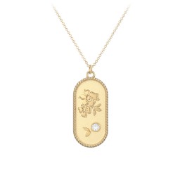 Engravable Forget-Me-Not Flower Medallion Necklace with Gemstone