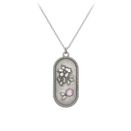 Engravable Forget-Me-Not Flower Medallion Necklace with Gemstone