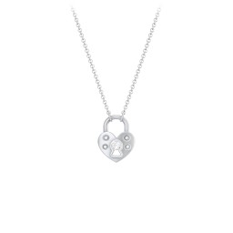 Heart Padlock Necklace with Gemstone Keyhole in 925 Sterling Silver with Cubic Zirconia