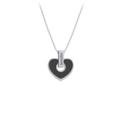 Engravable Black Cold Enamel Heart Pendant – Sterling Silver