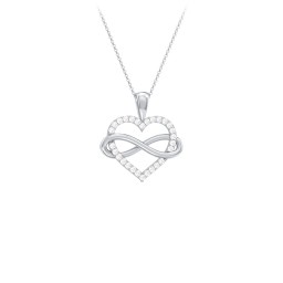 Infinity Wrapped Pave Heart Pendant in 925 Sterling Silver with Diamond