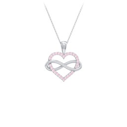 Infinity Wrapped Pave Heart Pendant in 925 Sterling Silver with Fancy Pink Premium Zirconia