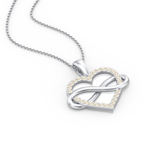 Infinity Wrapped Pave Heart Pendant – Sterling Silver with Fancy Yellow Premium Zirconia