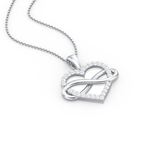 Infinity Wrapped Pave Heart Pendant – Sterling Silver with White Premium Zirconia