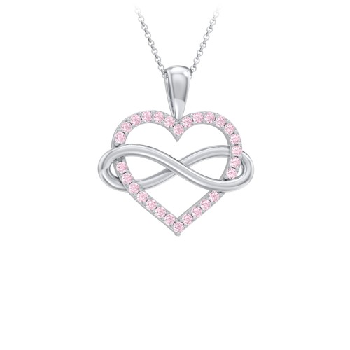 Infinity Wrapped Pave Heart Pendant – Sterling Silver with Fancy Pink Premium Zirconia