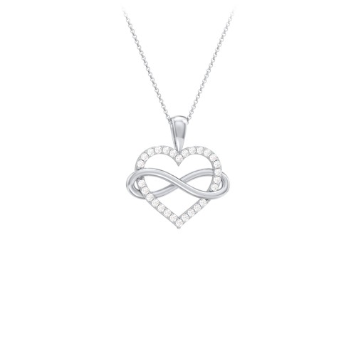 Infinity Wrapped Pave Heart Pendant – Sterling Silver with Diamond