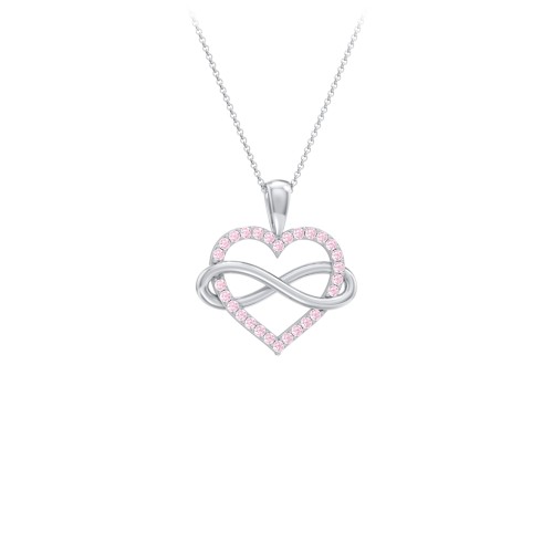 Infinity Wrapped Pave Heart Pendant – Sterling Silver with Fancy Pink Premium Zirconia