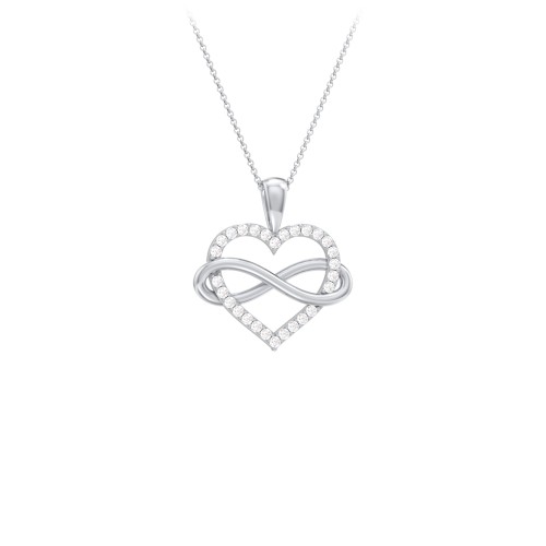 Infinity Wrapped Pave Heart Pendant – Sterling Silver with White Premium Zirconia