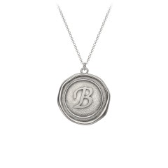 Initial Medallion Necklace - B – Sterling Silver
