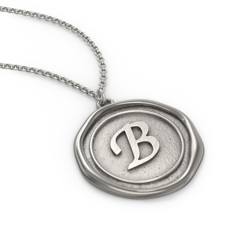 Initial Medallion Necklace - B – Sterling Silver