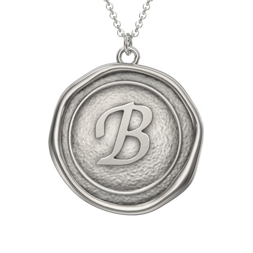 Initial Medallion Necklace - B – Sterling Silver