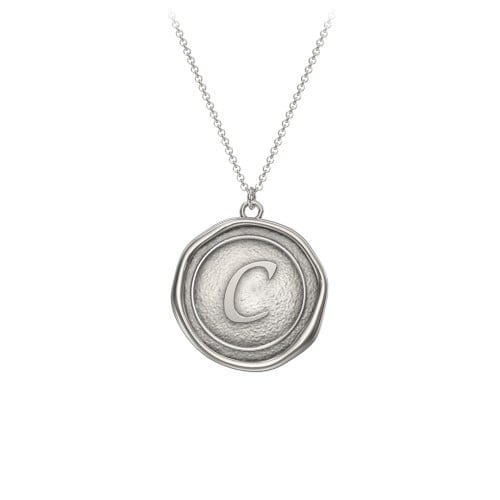 Initial Medallion Necklace - C