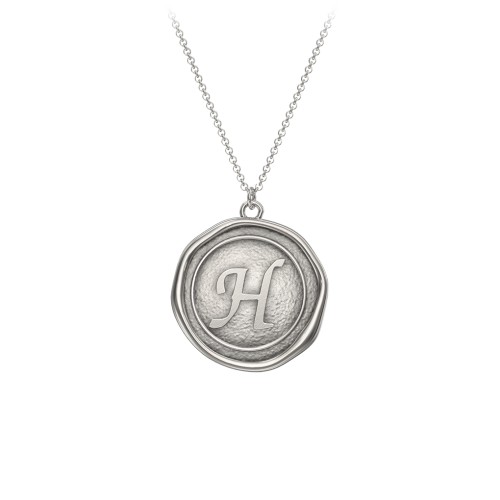 Initial Medallion Necklace - H – Sterling Silver