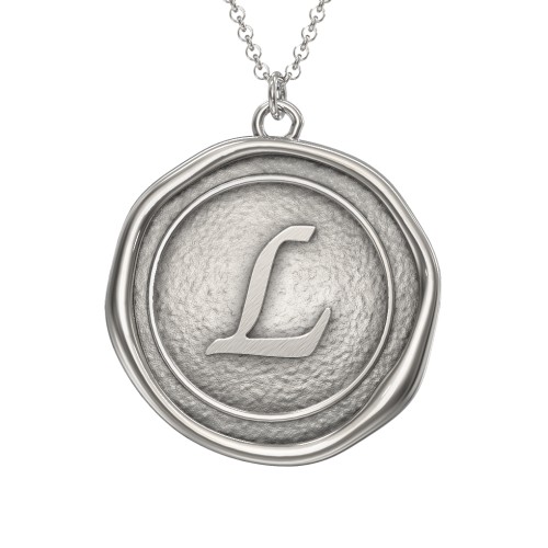 Initial Medallion Necklace - L – Sterling Silver