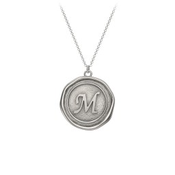 Initial Medallion Necklace - M in 925 Sterling Silver