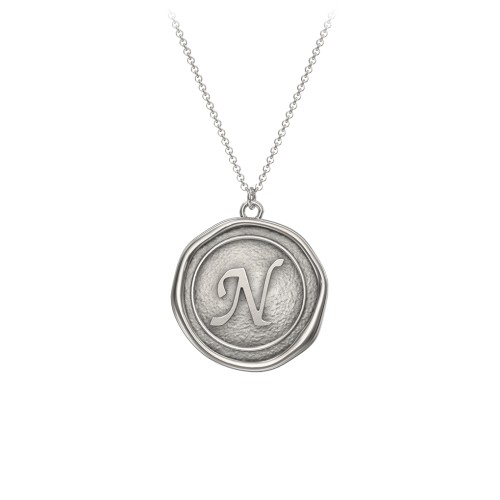 Initial Medallion Necklace - N – Sterling Silver