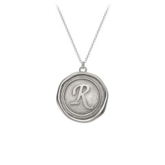 Initial Medallion Necklace - R – Sterling Silver