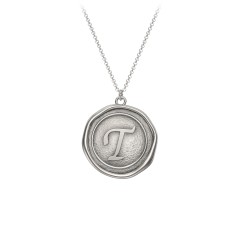 Initial Medallion Necklace - T – Sterling Silver