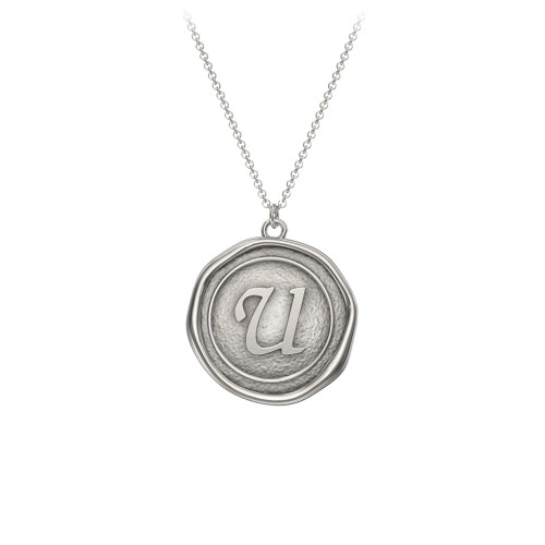 Initial Medallion Necklace - U – Sterling Silver