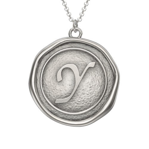 Initial Medallion Necklace - Y – Sterling Silver
