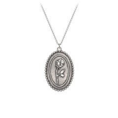 Engravable Rose Medallion Necklace – Sterling Silver