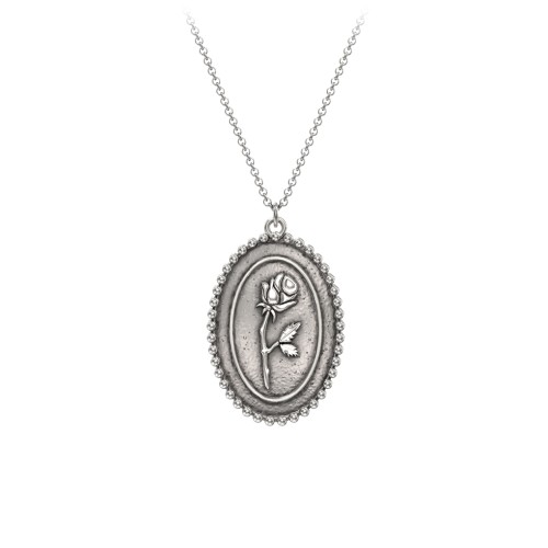 Engravable Rose Medallion Necklace – Sterling Silver