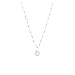 Bezel Set Multi-Birthstone Drop Necklace in 925 Sterling Silver with Aquamarine