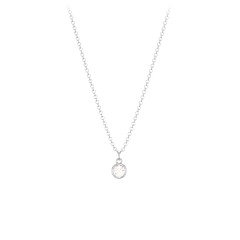 Bezel Set Multi-Birthstone Drop Necklace – Sterling Silver with Ruby