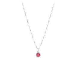 Bezel Set Multi-Birthstone Drop Necklace in 925 Sterling Silver with Ruby