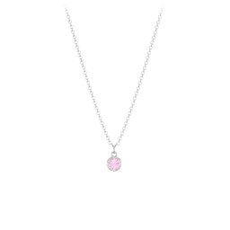 Bezel Set Multi-Birthstone Drop Necklace in 925 Sterling Silver with Pink Tourmaline