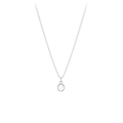 Bezel Set Multi-Birthstone Drop Necklace – Sterling Silver with Cubic Zirconia