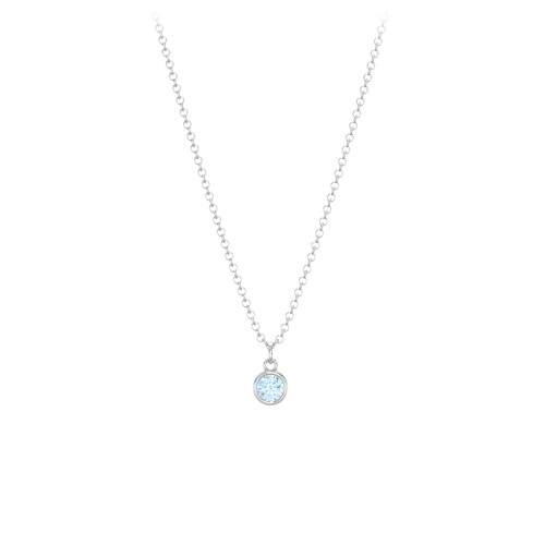 Bezel Set Multi-Birthstone Drop Necklace – Sterling Silver with Blue Topaz