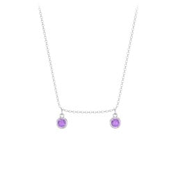 Bezel Set Birthstone Drop Necklace - 2 Stone