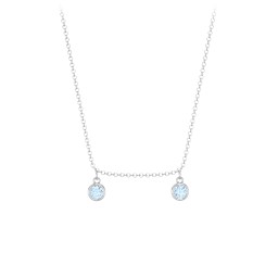 Bezel Set Birthstone Drop Necklace - 2 Stone