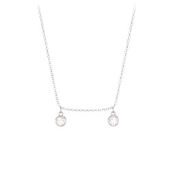 Bezel Set Birthstone Drop Necklace - 2 Stone in 925 Sterling Silver with Diamond