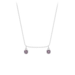 Bezel Set Birthstone Drop Necklace - 2 Stone in 925 Sterling Silver with Alexandrite