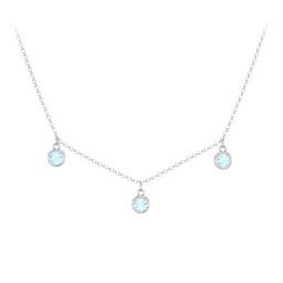 Bezel Set Birthstone Drop Necklace - 3 Stone in 925 Sterling Silver