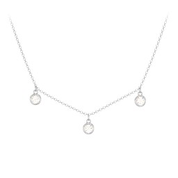 Bezel Set Birthstone Drop Necklace - 3 Stone in 925 Sterling Silver with Cubic Zirconia