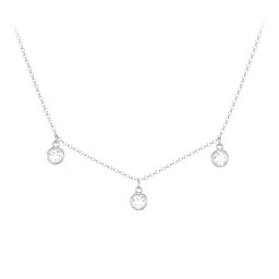 Bezel Set Birthstone Drop Necklace - 3 Stone in 925 Sterling Silver with Diamond