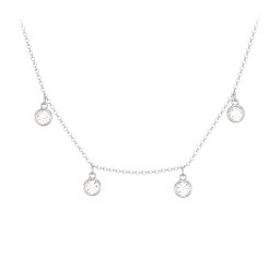 Bezel Set Birthstone Drop Necklace - 4 Stone in 925 Sterling Silver with Cubic Zirconia