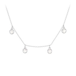 Bezel Set Birthstone Drop Necklace - 4 Stone in 925 Sterling Silver with Diamond