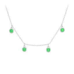 Bezel Set Birthstone Drop Necklace - 4 Stone in 925 Sterling Silver with Emerald