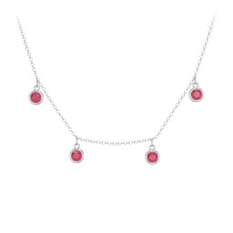 Bezel Set Birthstone Drop Necklace - 4 Stone in 925 Sterling Silver with Ruby
