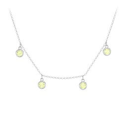 Bezel Set Birthstone Drop Necklace - 4 Stone in 925 Sterling Silver with Peridot