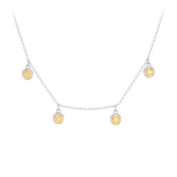 Bezel Set Birthstone Drop Necklace - 4 Stone in 925 Sterling Silver with Citrine