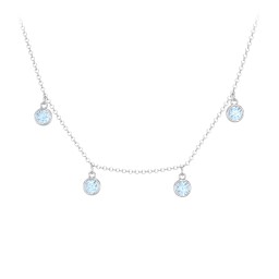 Bezel Set Birthstone Drop Necklace - 4 Stone in 925 Sterling Silver with Blue Topaz