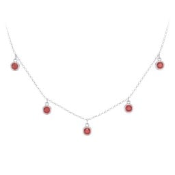 Bezel Set Birthstone Drop Necklace - 5 Stone