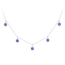 Bezel Set Birthstone Drop Necklace - 5 Stone