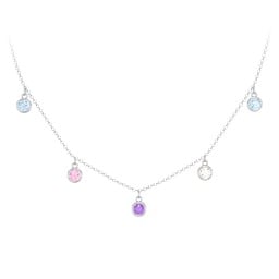 Bezel Set Birthstone Drop Necklace - 5 Stone