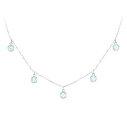 Bezel Set Birthstone Drop Necklace - 5 Stone in 925 Sterling Silver